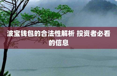 波宝钱包的合法性解析 投资者必看的信息