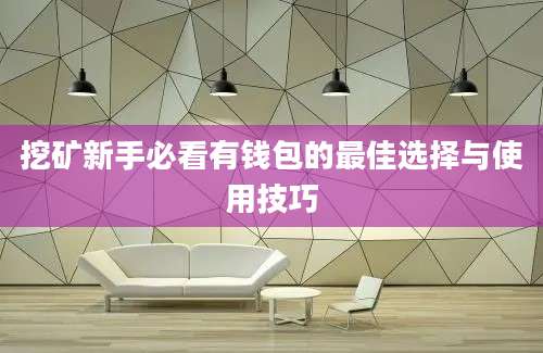 挖矿新手必看有钱包的最佳选择与使用技巧